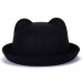 Beautiful Cute Women Devil Hat Cute Cat Bear Ears Seaside shade Wool Derby Bowler Cap Bonito