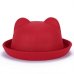 Beautiful Cute Women Devil Hat Cute Cat Bear Ears Seaside shade Wool Derby Bowler Cap Bonito