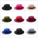 Brand New Wool Boater Flat Top Hat For Women's Felt Wide Brim Fedora Hat Laday Prok Pie Chapeu de Feltro Bowler Gambler Top Hat