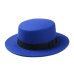 Brand New Wool Boater Flat Top Hat For Women's Felt Wide Brim Fedora Hat Laday Prok Pie Chapeu de Feltro Bowler Gambler Top Hat