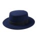 Brand New Wool Boater Flat Top Hat For Women's Felt Wide Brim Fedora Hat Laday Prok Pie Chapeu de Feltro Bowler Gambler Top Hat