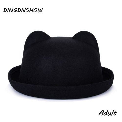 [DINGDNSHOW] 2019 Fashion Trend Fedora Hat Unique Cute Adult Wool Winter and Autumn Floppy Hat With Ears Female Gorro for Women