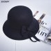 Elegant Women Round Bowler Cap Imitation Wool Bowknot Fedoras Cotton Church Cloche Bucket Hat Vintage Brim Chapeu Feminino