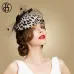 FS Fascinators Black Leopard Pillbox Hat With Veil 100% Australian Wool Felt Wedding Hats Women Vintage Bow Cocktail Fedoras
