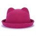 Fashion Parent-child bowler hat wool felt Fedora hats for Women Girls Children solid Cat Ear formal cap trilby Sombrero Derby