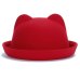 Fashion Parent-child bowler hat wool felt Fedora hats for Women Girls Children solid Cat Ear formal cap trilby Sombrero Derby