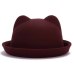 Fashion Parent-child bowler hat wool felt Fedora hats for Women Girls Children solid Cat Ear formal cap trilby Sombrero Derby