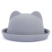 Fashion Parent-child bowler hat wool felt Fedora hats for Women Girls Children solid Cat Ear formal cap trilby Sombrero Derby