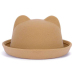 Fashion Parent-child bowler hat wool felt Fedora hats for Women Girls Children solid Cat Ear formal cap trilby Sombrero Derby