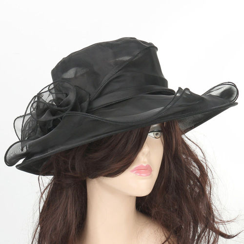 Fasion Women Wedding Formal Church Organza Wide Brim Hat  Fedoras