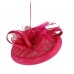 GEMVIE Pink Wedding Holiday Mesh Sinamay Fascinator Hat For Women Feather Flower Party Church Tea Derby Fedora Pillbox Hats