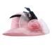 Kajeer Elegant Women Summer Autumn Bucket Hats Female Big Feather Mesh Decorate Bowler Church Hat Pink Net Yarn Hats Cap UV rays