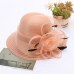 Kajeer Elegant Women Summer Autumn Bucket Hats Female Big Feather Mesh Decorate Bowler Church Hat Pink Net Yarn Hats Cap UV rays