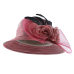 Kajeer Elegant Women Summer Autumn Bucket Hats Female Big Feather Mesh Decorate Bowler Church Hat Pink Net Yarn Hats Cap UV rays