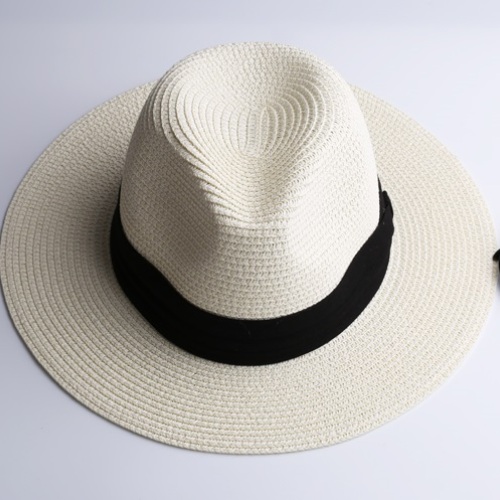 LNPBD Summer fashion white flat brim wide brim women's strawhat women's jazz fedoras hat sun-shading hat beach cap summer