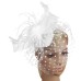 Lady Feather Fascinator Cocktail Hat Hairpins for Wedding Party Clip French Mesh Veil Hair Band Hair Accessories hat