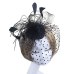 Lady Feather Fascinator Cocktail Hat Hairpins for Wedding Party Clip French Mesh Veil Hair Band Hair Accessories hat