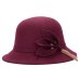 Naiveroo Women Warm Wool Felt Fedora Flowers Hat Ladies Wide Brim Hat Autumn Winter Noble Elegant Girls Fashion Party Cap