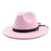 QIUBOSS Women Wide Brim Wool Felt Jazz Fedora Hats Panama Style Ladies Trilby Gambler Hat Fashion Party Cowboy Sunshade Cap