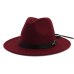 QIUBOSS Women Wide Brim Wool Felt Jazz Fedora Hats Panama Style Ladies Trilby Gambler Hat Fashion Party Cowboy Sunshade Cap