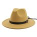 QIUBOSS Women Wide Brim Wool Felt Jazz Fedora Hats Panama Style Ladies Trilby Gambler Hat Fashion Party Cowboy Sunshade Cap