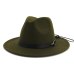 QIUBOSS Women Wide Brim Wool Felt Jazz Fedora Hats Panama Style Ladies Trilby Gambler Hat Fashion Party Cowboy Sunshade Cap