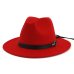 QIUBOSS Women Wide Brim Wool Felt Jazz Fedora Hats Panama Style Ladies Trilby Gambler Hat Fashion Party Cowboy Sunshade Cap