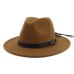 QIUBOSS Women Wide Brim Wool Felt Jazz Fedora Hats Panama Style Ladies Trilby Gambler Hat Fashion Party Cowboy Sunshade Cap