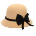 Tops Women's New Fashion Casual Soft Women's Crushable Wool Felt Outback Hat Panama Hat Wide Brim with Bow 25