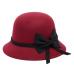 Tops Women's New Fashion Casual Soft Women's Crushable Wool Felt Outback Hat Panama Hat Wide Brim with Bow 25