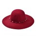 VORON Free Shipping 2017 New Fashion Wine Red /Red /Black Wool Floppy Hats With Studs Big Brim For Women /Ladies