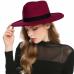 WELROG Black Red Fedora Hats For Women Imitation Wool Fedoras Panama Felt Hat Winter Men Jazz Hats Trilby Chapeau Femme Caps