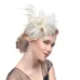 WELROG Feather Cap Lady Cocktail Dinner Party Fedoras Wedding Bridal  Mesh Veil Hats Vintage Sombreros Chapeau Fascinators Hat