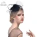 WELROG Feather Cap Lady Cocktail Dinner Party Fedoras Wedding Bridal  Mesh Veil Hats Vintage Sombreros Chapeau Fascinators Hat