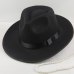 Winter Vintage Warm Sun-shade Panama Fshion   Gangster Cap Hard Wide Brim Fedora Trilby  Felt Hat British Style Women  Men