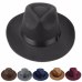 Winter Vintage Warm Sun-shade Panama Fshion   Gangster Cap Hard Wide Brim Fedora Trilby  Felt Hat British Style Women  Men