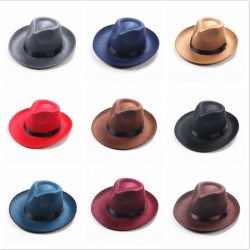 Winter Vintage Warm Sun-shade Panama Fshion   Gangster Cap Hard Wide Brim Fedora Trilby  Felt Hat British Style Women  Men