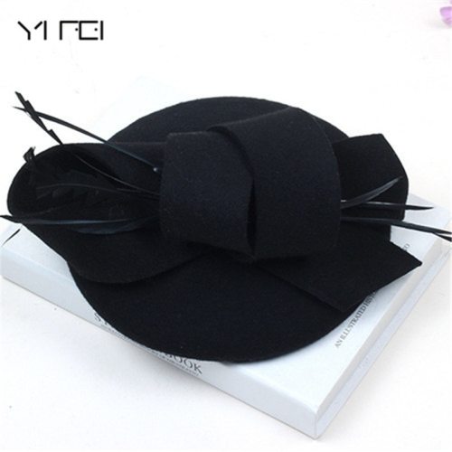 Women Wedding Hats Hair Accessories Fascinator Hat Autumn Winter Hollow Veil Wool Felt Women Fedoras Cocktail Formal Dress Hats