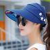 1PCS women summer Sun Hats pearl packable sun visor hat with big heads wide brim beach hat UV protection female cap