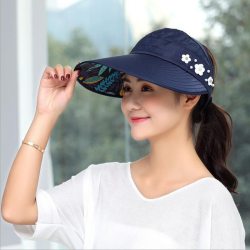 1PCS women summer Sun Hats pearl packable sun visor hat with big heads wide brim beach hat UV protection female cap