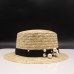 2016 summer Flat sun hats for women chapeau feminino straw hat panama style cappelli Side with bow Beach bucket cap girl topee