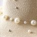 2018 New Spring Summer Hats For Women Flower Beads Wide Brimmed Jazz Panama Hat Sun Visor Beach Hat Flower Pearl rivet Straw Hat