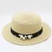 2018 New Spring Summer Hats For Women Flower Beads Wide Brimmed Jazz Panama Hat Sun Visor Beach Hat Flower Pearl rivet Straw Hat