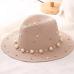 2018 New Spring Summer Hats For Women Flower Beads Wide Brimmed Jazz Panama Hat Sun Visor Beach Hat Flower Pearl rivet Straw Hat