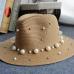 2018 New Spring Summer Hats For Women Flower Beads Wide Brimmed Jazz Panama Hat Sun Visor Beach Hat Flower Pearl rivet Straw Hat