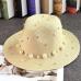 2018 New Spring Summer Hats For Women Flower Beads Wide Brimmed Jazz Panama Hat Sun Visor Beach Hat Flower Pearl rivet Straw Hat