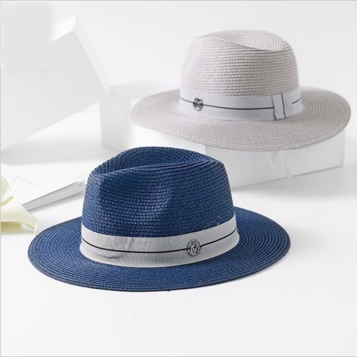 2018 New Summer Panama Hat For Women Black Ribbon Straw Hat Fashion Lady Church Caps Beach Sun Hat