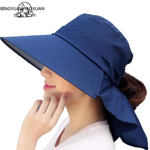 BINGYUANHAOXUAN 2018 New Brand Women Sun hat Summer Hat Folding Sunscreen Anti-uv big Summer Biking Beach Hat Fashion Sun hat