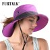 FURTALK Safari Hats for Women Summer Sun Wide Brim UV UPF Ponytail Outdoor Hunting Fishing Hiking Hat SH053