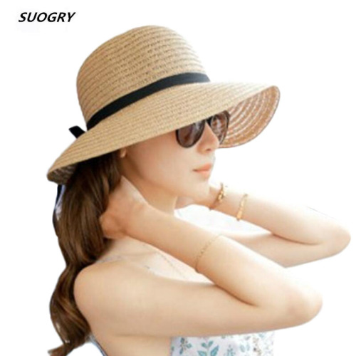 Fashion Beautiful Adult cap Bow Straw hat Summer Sun Beach Sun caHat Girl Women caHat sun hats for women kentucky derby hat